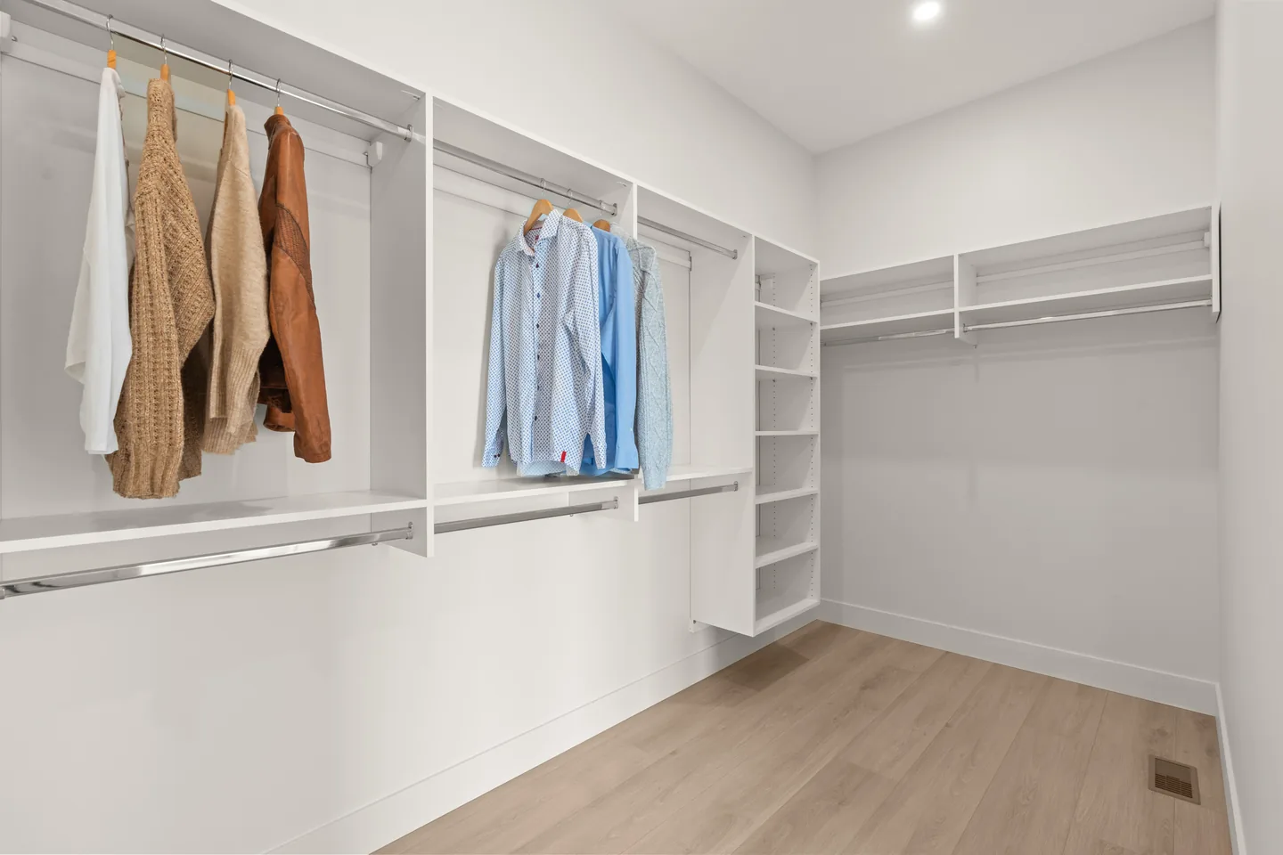 Walk-in closet with built-in shelving